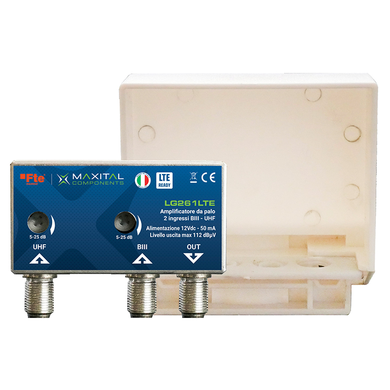 Amplificatore PALO LTE FTE LG261LTE - 2 Ingressi VHF/UHF, Guadagno 24dB, Per Segnale TV Digitale - Foto 5